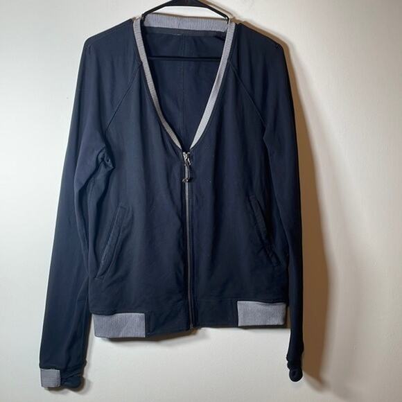 Lululemon H’Om Run Black & White Striped Full Zip Jacket Size‎ 6 - Picture 3 of 10